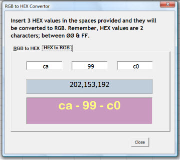 RGB to HEX tool